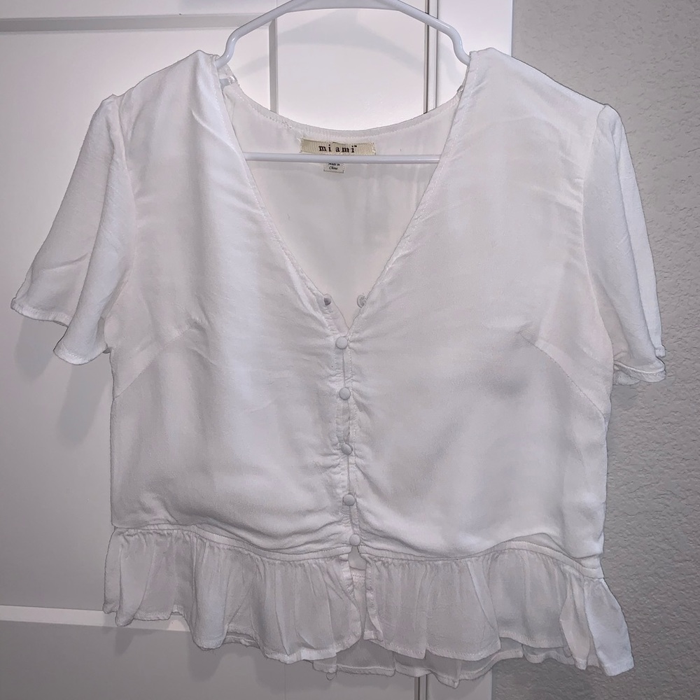 Miami white cropped shirt